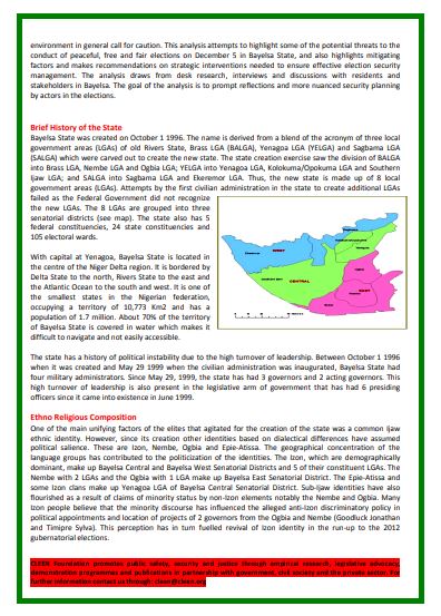 BAYELSA STATE Election Security Threat Assessment