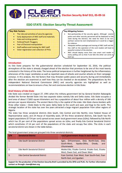 EDO STATE Election Security Threat Assessment Brief 015