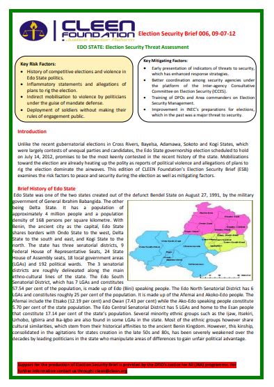 EDO STATE Election Security Threat Assessment